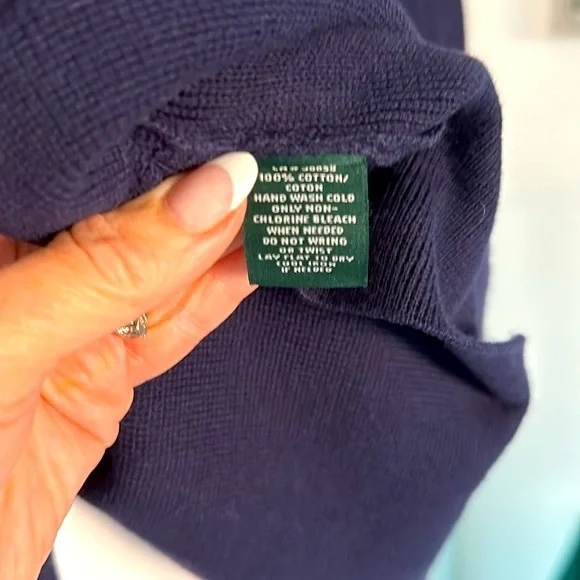 Lauren Ralph Lauren EUC 100% Cotton Navy Blazer Cardigan L. Classic Comfort Knit - Picture 6 of 6